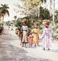 Jamaican Market 1913 Panama Canal History Watercolor Art Print EJ Read D... - $39.99