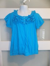Faded Glory Solid Blue Ruffle SS Shirt Size 7/8 (M) Girl&#39;s NEW - £18.77 GBP