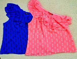 Women&#39;s Apt. 9 Ruffle One Shoulder Top Blue or Orange/Coral Sz XL NWT - £9.50 GBP