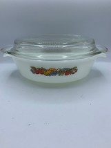Anchor Hocking Nature&#39;s Bounty Fruit 1.5 Quart Oval Dish Glass Domed Cover Lid - £10.90 GBP