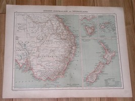 1900 Original Antique Map Of Southeastern Australia Melbourne Sydney New Zealand - £14.38 GBP
