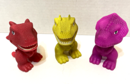 Gi Go Lot of 3 Plastic Re Evolution Dinosaur Chunky Bathtub Toys Red Pink Green - £5.31 GBP