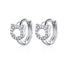 bamoer 3 Styles Hoop Earrings Silver 925 Cute Cat Star Round Small Ear Hoops for - £17.00 GBP