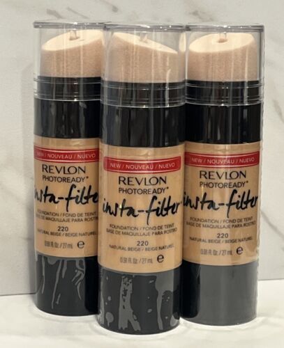 3 Revlon Photoready Insta-Filter Foundation - 220 Natural Beige - 0.91 oz Sealed