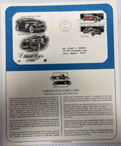 American Classic Cars Mail Cover FDC &amp; Info Sheet 1988. 1931 Cord &amp; 1929... - £23.33 GBP