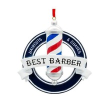 Best Barber Resin Ornament NWT Kurt Adler Pole Haircuts Shaves - £10.27 GBP