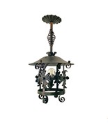 Antique Arts and Crafts John L. Gaumer Co. 1890s Pendant Light Black Rew... - £262.59 GBP