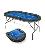 72 x 36 x 30.5 Inch Foldable Poker Table with 8 Cup Holders-Blue - Color... - €248,62 EUR