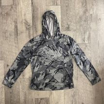 Adidas Boys Camo Hoodie Grey Black Camouflage Pullover Size L 14/16 L/G - $19.79