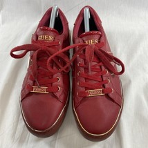 Guess Los Angeles Red Low Top Sneakers Gold Toned Trim Women’s 10M - GFGILDA - £25.16 GBP