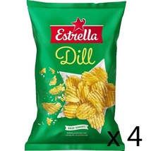 Estrella Potato Chips, Dill 4-pack (4x275 grams) - Swedish Potato Chips - £25.51 GBP