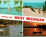 Multiview Banner Greetings From West Michigan MI UNP Unused Chrome Postc... - $3.91