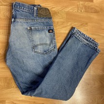 Dickies Jeans 34x32 Blue Pants Plaid Lined Distressed Jean Medium Faded - $19.80