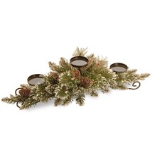 National Tree Company 30&quot; Glittery Bristle Pine Centerpiece W/3 Candle Holder - £45.06 GBP