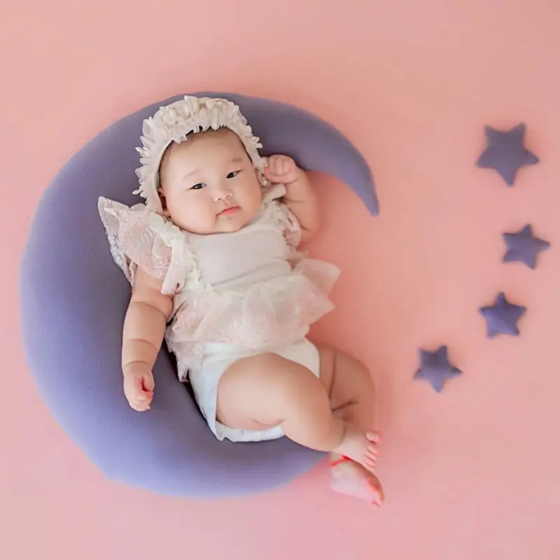 Ow newborn photography props cute baby hat colorful beans moon stars photo shooting set thumb200