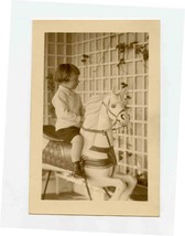 Child on Fancy Rocking Horse Photo Black and White  - $27.72