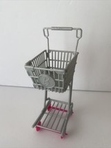 Barbie Mattel Gray Shopping Cart Pink Rolling Wheels - £6.76 GBP