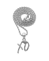 Kiss and Hug Crystals Silver-tone Pendant with a Rope Chain Necklace - £15.71 GBP