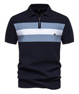 Men&#39;s Collared Neck Striped Texture Knit Polo - €34,67 EUR
