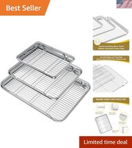 Baking Sheet with Rack Set 3 Pans + 3 Racks, Stainless Steel Baking Pan ... - $43.09