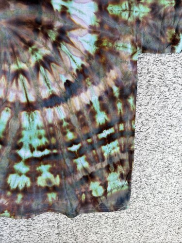 NEW Gilden Men’s Bright Green Brown Spiral Ice Tie Dye Short Sleeve Shirt 2XL Item image 5