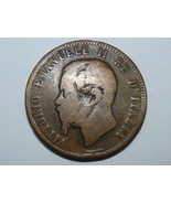 Antique 1863 Italian XF-40 Copper Coin 10 Centesimi Vittorio Emanuele II... - $115.40 CAD