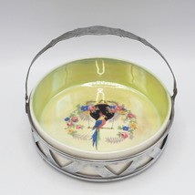 Japanese Porcelain In Woven Metal Overlay Basket - $94.27
