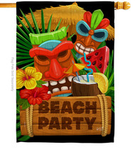 Tiki Beach Party - Impressions Decorative House Flag H137409-BO - £29.29 GBP