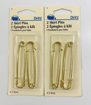 Lot Of 2 Packages Dritz Pins 3” Brass SKIRT/KILT/BLANKETS #62 (4 Pins Total) - £6.35 GBP