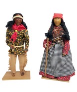 Hand Carved Richard and Berdina Crowe Cherokee Dolls Native American VER... - £760.70 GBP