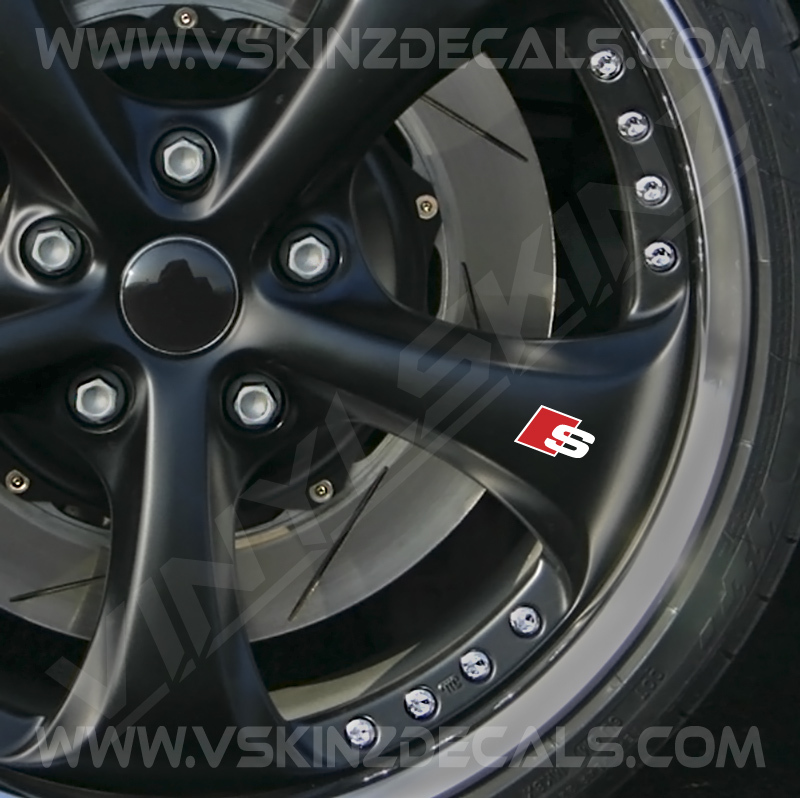Audi S Logo Premium Quality Cast Wheel Decals Kit Stickers TT S-line Quattro DTM