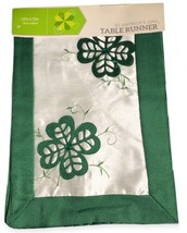 St Patrick&#39;s Day Table Runner Green Shamrocks White Green 13x72&quot; St Padd... - £28.36 GBP