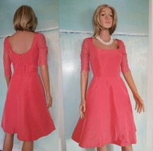 Sale ✔$2,200 Monique Lhuillier Adorable Silk Lace Coral Peach Dress Gown Runw 0 - £102.08 GBP
