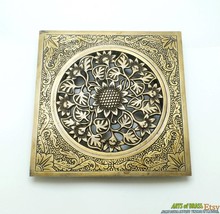 Solid Brass Big Carved Floweriest Water Channel Drain Cover or Air Vents - 6.81" - £51.13 GBP