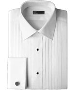 White IKE Behar Cotton Laydown Collar with 1/2 Inch Pleats Tuxedo Shirt ... - $128.52 CAD