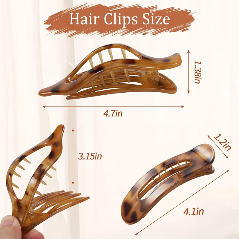 8 Pack Flat Hair Clips, 2 Styles Tortoiseshell Flat Hair Claw Clips for Women, F Item image 2