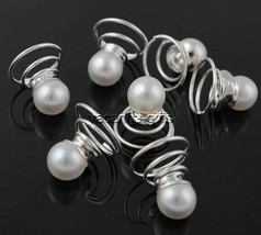 White Pearl Hair Twist Ins Set of 6 Twist-ins Bridal Hair Accessories - $10.40