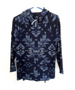 Vintage Women&#39;s Chaps Aztec Blue Hoodie Pullover Sweatshirt Sweater Size... - $27.16 CAD