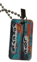 Kate Mesta Forever Love Dog Tag Necklace Art To Wear New - £17.82 GBP