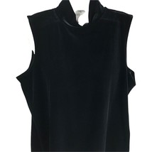 CRAZY HORSE Black velveteen sleeveless shell top Size XL Y2K Vtg  popover - $19.79