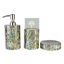 Marble Abalone Bathroom set | bath accessories | House Warning Gift | Stone Set - £341.69 GBP