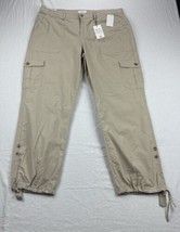 Curve Appeal Cargo Pants Womens 16 Beige Button Tie Ankle Cuff NWT - $39.19