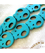 Turquoise Magnesite Carved Skull Beads 26mm, 7 Focal Beads - £4.29 GBP