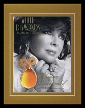 1991 Elizabeth Taylor White Diamonds 11x14 Framed ORIGINAL Vintage Adver... - $34.64