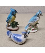 3 Porcelain Blue Jay Bird Statues Figurines lot - JAPAN  - $34.70 CAD