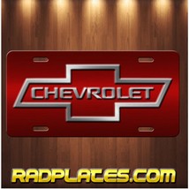 CHEVY BOWTIE Inspired Art on Red Aluminum Vanity license plate Tag New B - £15.46 GBP