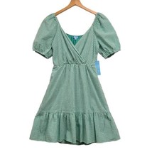 Draper James RSVP Dress Womens Small Green Seersucker Faux Wrap Puff Sleeve - £17.65 GBP