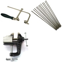 Jewelers Saw Frame &amp; 12 Blades &amp; Mini Bench Vise with Clamp Jewelry Making Tools - £26.90 GBP
