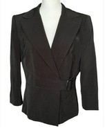 Tahari ASL Levine Double Breasted Blazer Jacket Black White Dot Belt Siz... - $29.69