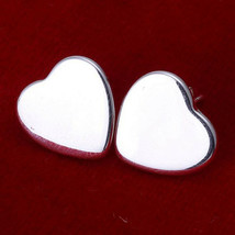 Women&#39;s 925 Sterling Silver Love Heart 14mm Small Ear Stud Fashion Earrings - £8.12 GBP